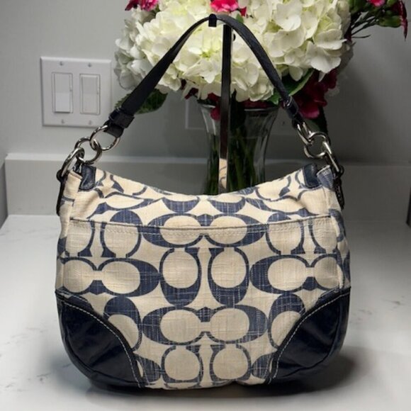 Coach #19623 Signature Legacy Canvas and Leather Messenger Bag Denim & Leather - Picture 3 of 12